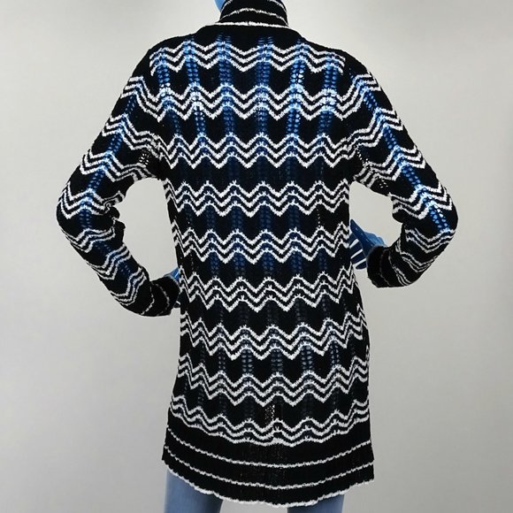 BCBGMaxAzria Open Front Chevron Cardigan M 8 10 - Picture 4 of 5